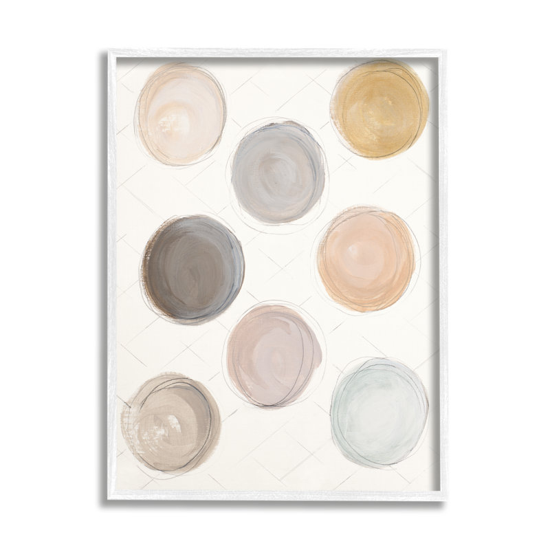 " Dull Paint Circles Quilted Beige Linen Backdrop " by Patricia Pinto, 16" H x 20" W, Wall Plaque