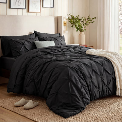 Édredon très grand à plis avec draps, taies d'oreiller et taies décoratives