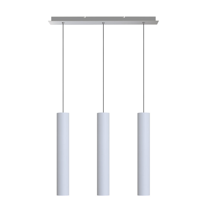 Luminaire suspendu linéaire à 3 lumières pour îlot de cuisine Chambery, Blanc