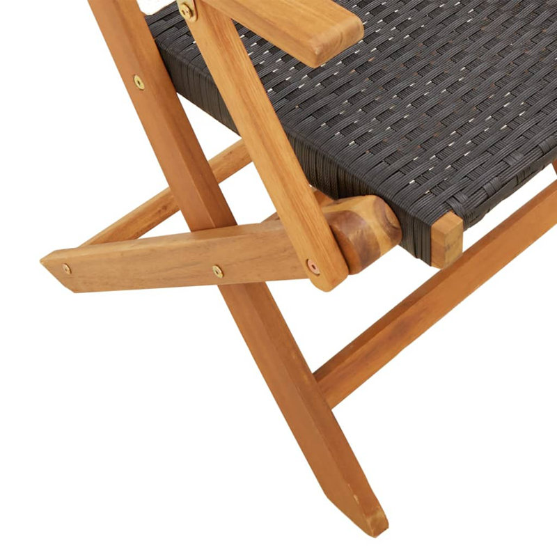 7 Piece Garden Dining Set Poly Rattan And Solid Wood, Black