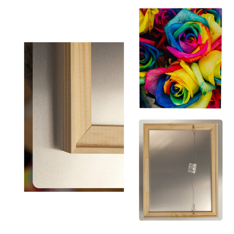 Roses arc-en-ciel — Portrait en métal, H 14 po x l 11 po
