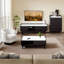 Table basse de 47,24 po de largeur avec plateau en faux marbre et tablettes