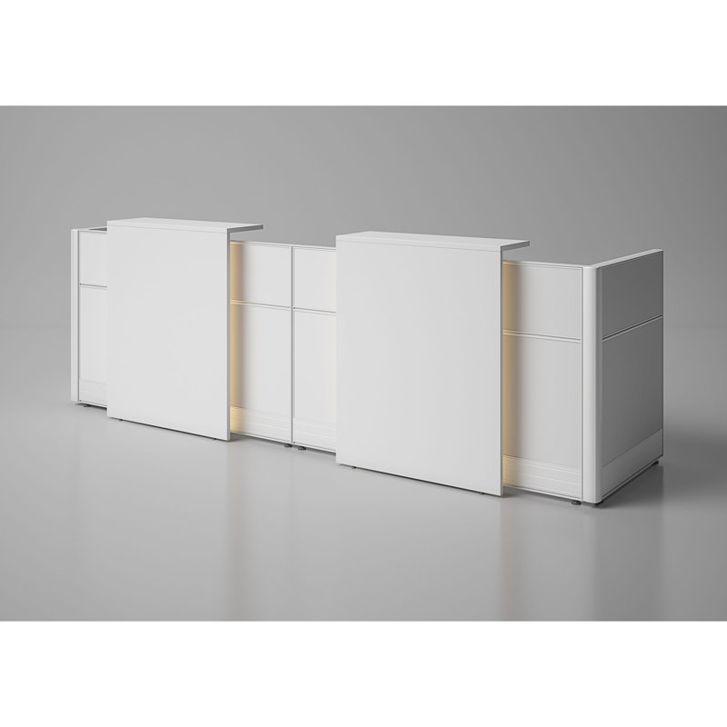 Antek 2 Person Rectangle Synthetic Laminate Reception Desk with Power Outlet