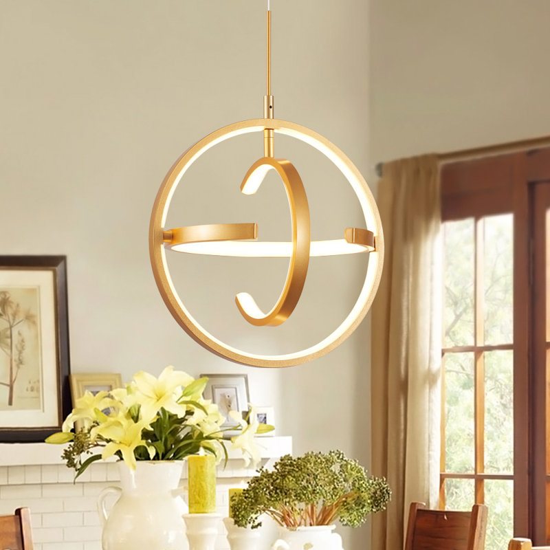 Jamarris Modern LED Chandelier, Pendant Light Adjustable Height & Dimmable, 3 Ring 22W 4000K Chandeliers, Gold