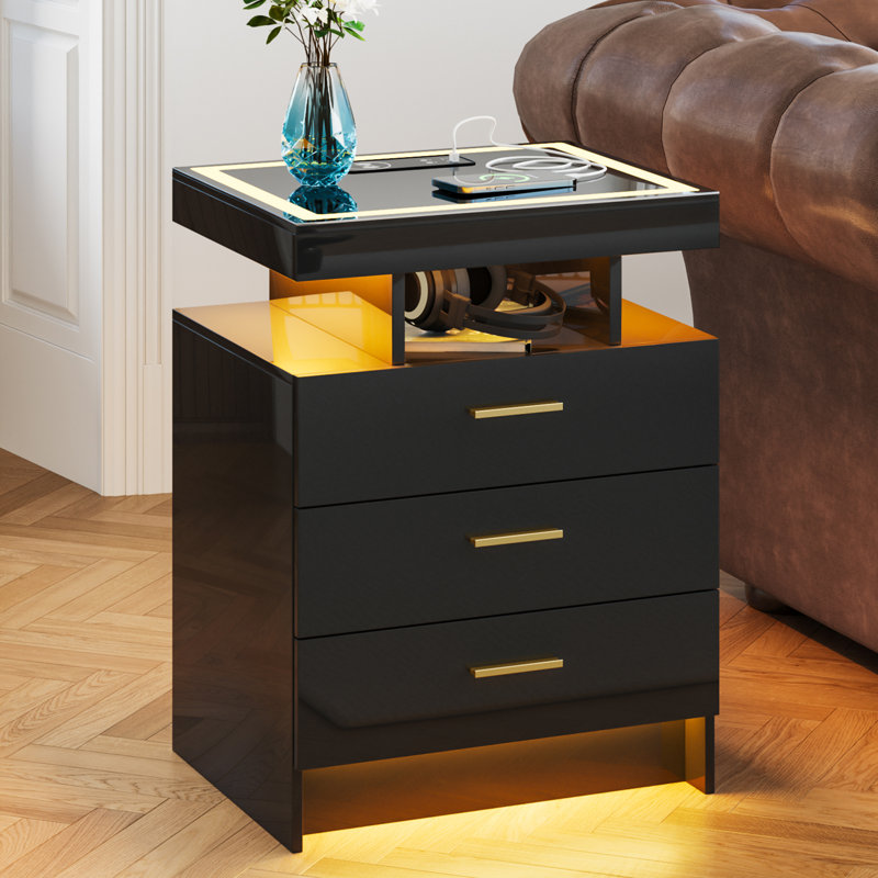 50cm W Bedside Table, Black