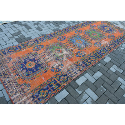 Tapis d'escalier rétro vintage orange vif idéal pour les espaces de bureau et de cuisine avec tapis antique