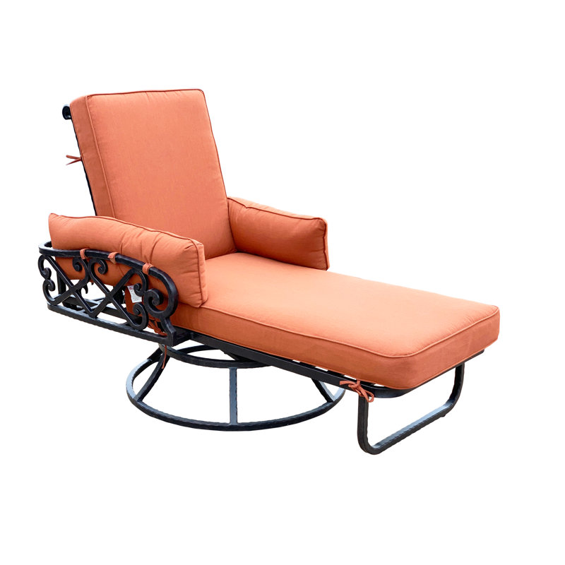 Chaise longue simple Sunbrella avec coussins 79,5 po Pineville, Orange