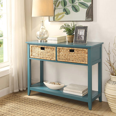 Console sarcelle avec tiroir et tablette inférieure - pour les halls d'entrée