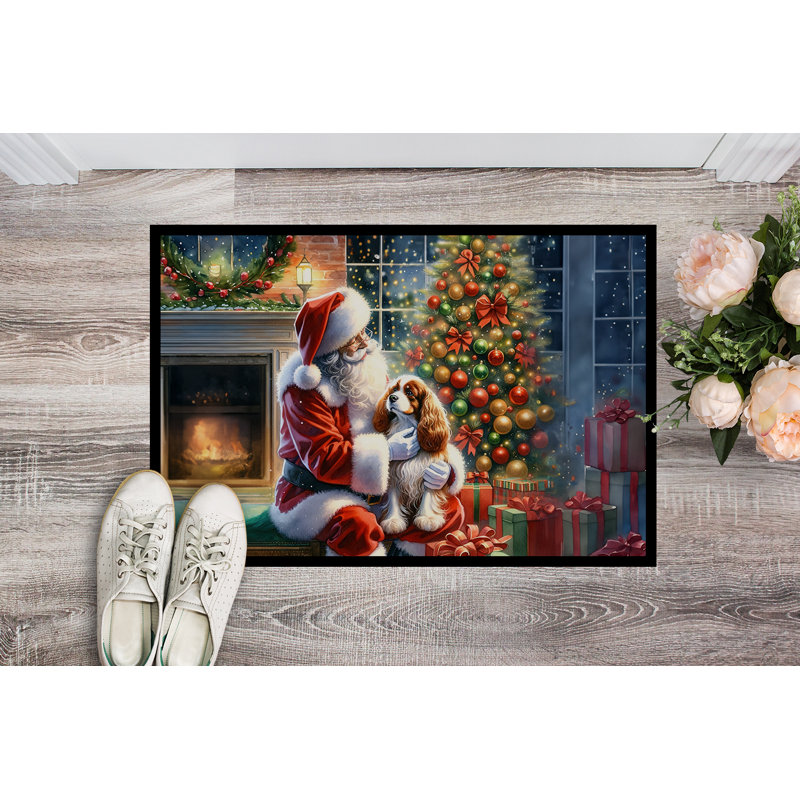 Paillasson Cavalier Spaniel and Santa Claus, L 18 po x L 27 po
