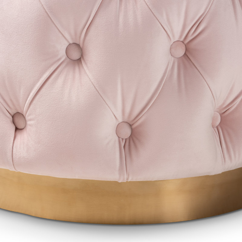 Repose-pieds capitonné Kylaya Glam, Rose