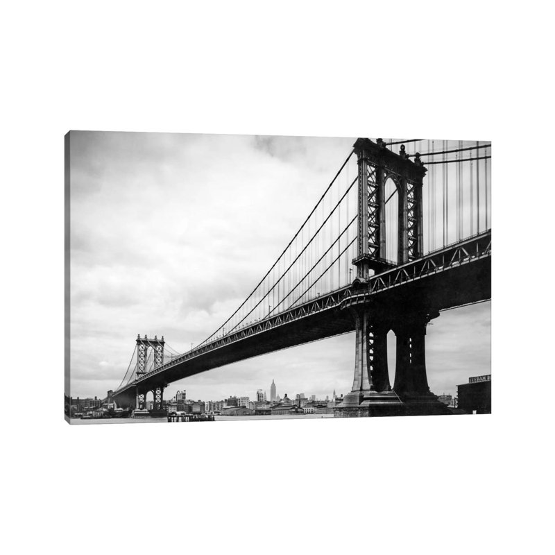 1930s View Of Manhattan Bridge - Wrapped Canvas Print, 101.6 cm H x 66.04 cm W x 3.175 cm D