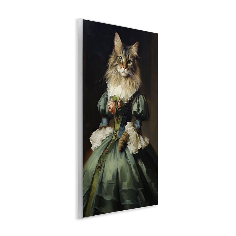 «Cat in Elegant Dress», plaque murale par Wumples, H 19 po x l 13 po