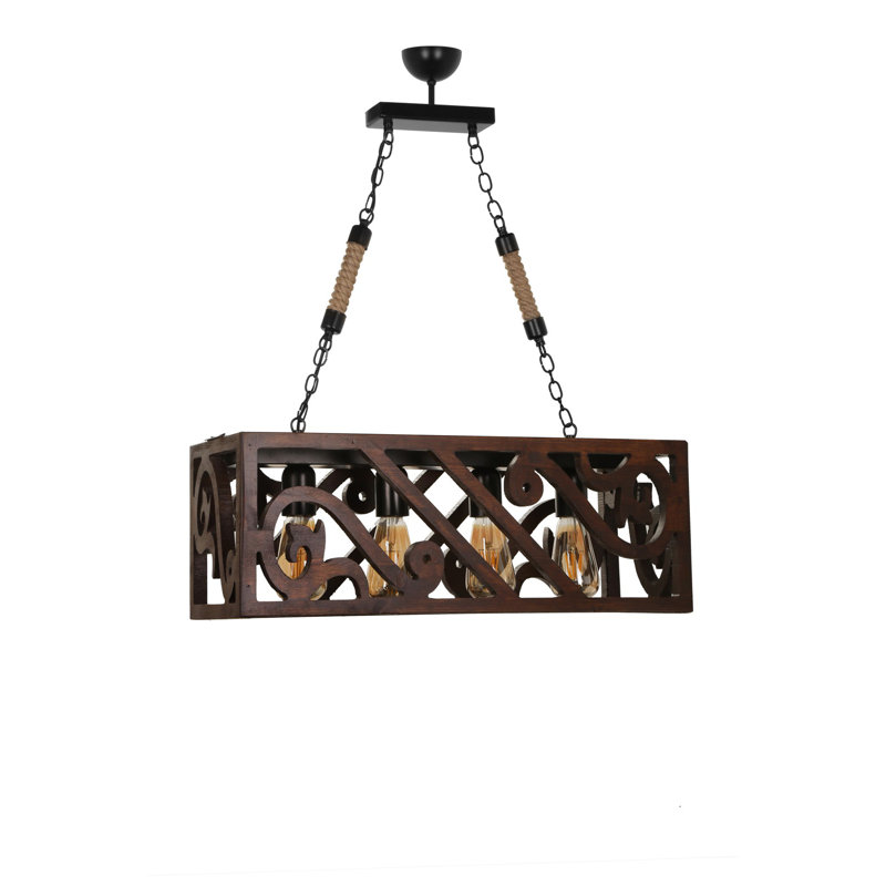 Lustre rectangulaire à 4 lumières Electra, Marron foncé