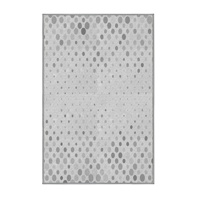 Tapis gris à pois en laine, Rectangle 7 pi x 9 pi