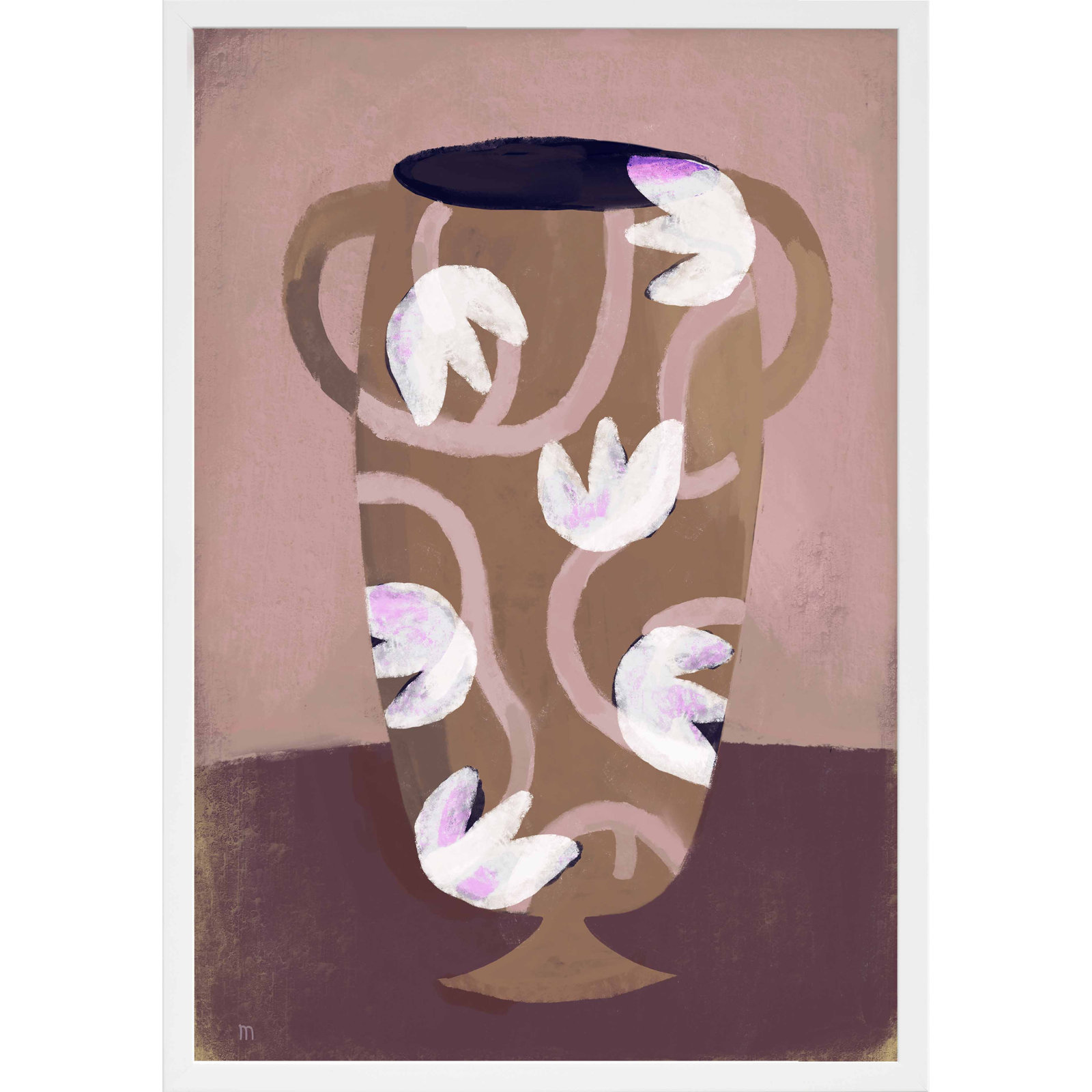 Flowered Vase Print by Marco Marella, 25" H x 17.5" W, White Framed Paper