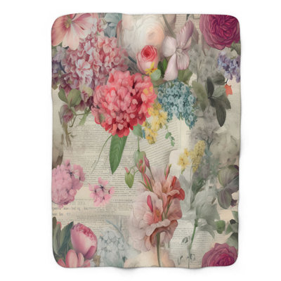 Enchanted Bloom Haven - jeté Sherpa Bla Premium 1 pièce
