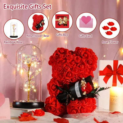 Cadeau pour la Saint-Valentin pour sa femme, maman, épouse, petite amie, ours rose et la beauté de la bête