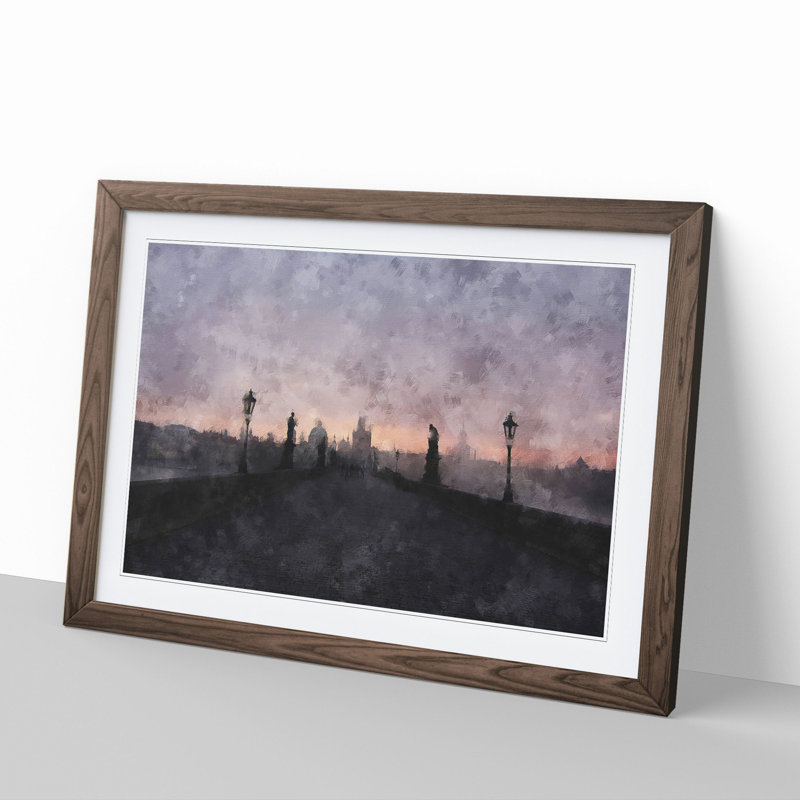 Charles Bridge in Prague Vol.2 - Picture Frame Painting, 27cm H x 36cm W x 2cm D, Walnut Framed