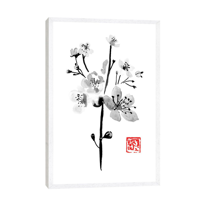 Sakura by Péchane - Painting on Canvas, 101.6 cm H x 66.04 cm W, White Framed