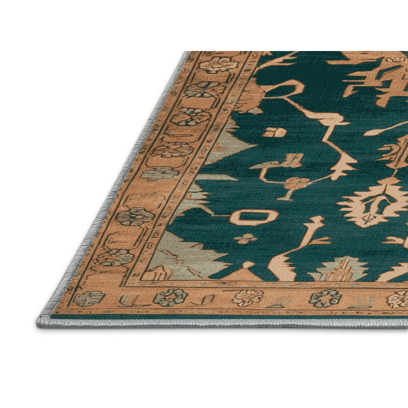 Machine Washable Overdyed Blue Area Rug, Rectangle 4' x 6'