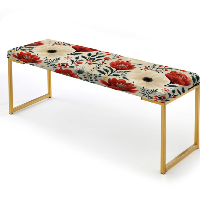 Banc rembourré or, Red And Beige Retro Floral