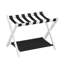 Porte-bagages pliable en bois d'hévéa massif avec deux tablettes en nylon - Organisateur de voyage compact pour valises, sacs et chaussures (blanc / noir ou blanc / brun)