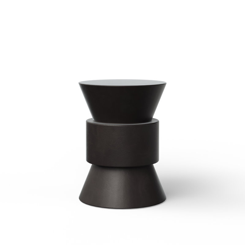 Black Concrete Hourglass Indoor/Outdoor Accent Stool