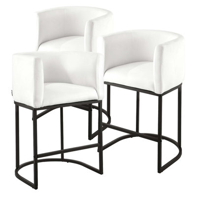 Bar Stool Set of 3 with Ergonomic Backrest and Metal Frame