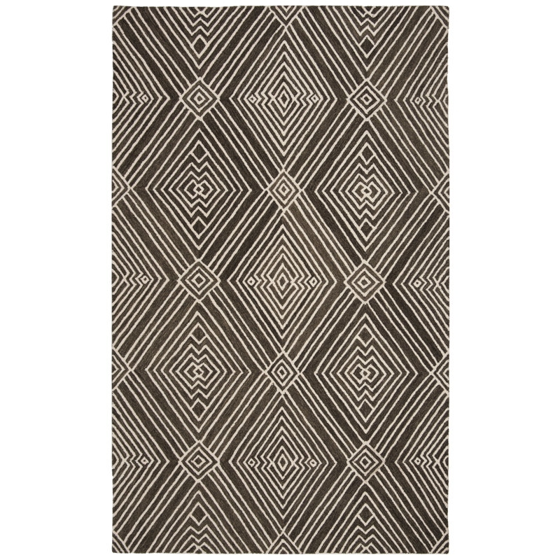 Tapis gris anthracite en laine, en coton, touffeté à la main Lauren Ralph Lauren Isabella, Rectangle de 5 pi x 8 pi