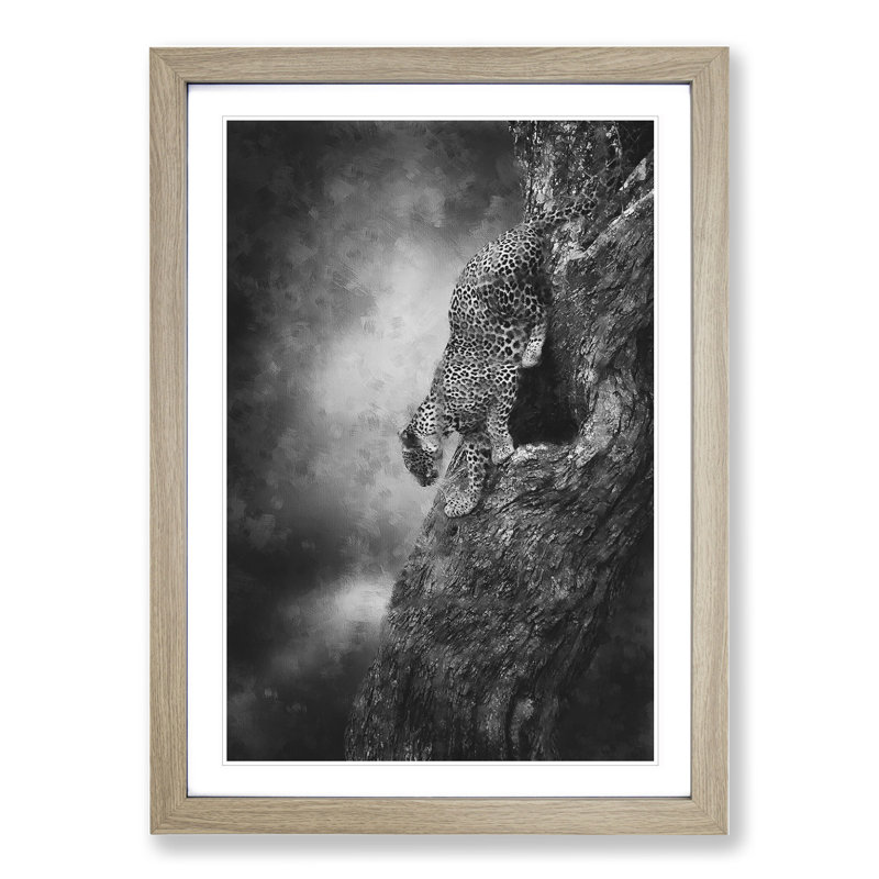 Leopard Vol.5 - Picture Frame Painting, 65cm H x 48cm W x 2cm D, Oak Framed