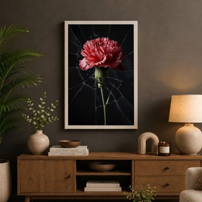 Carnation in Spider Web Botanical - Wrapped Canvas