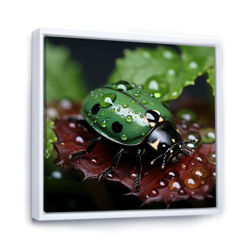 " Enchanted Ladybug Forest ", White Floater Framed, 36" H x 36" W x 1.5" D