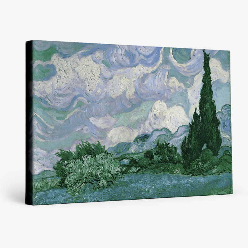 Champ de blé avec cyprès (1889) - reproduction d'art sur toile, H 8 po x l 10 po