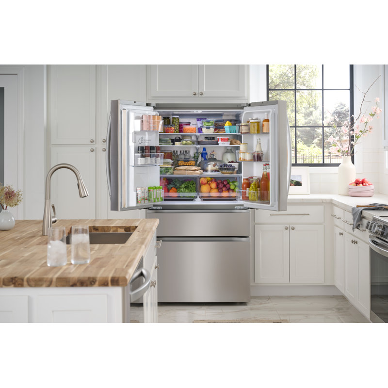 LG Smart Counter-Depth MAX, 4-Door French Door Refrigerator with Full-Convert Drawer, Print Proof Stainless Steel, 25 cu. ft.
