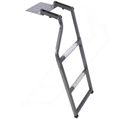 Pickup Truck Tailgate Ladder - Universal Fit, Stainless Steel Self Drilling Hex Screws For Easy Install, Durable Aluminum Step Grip Plates, And Sturdy Rubber Ladder Feet