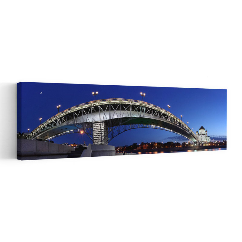 «Illuminated City Bridge», art abstrait de la ville sereine, architecture abstraite, H 12 po x l 36 po