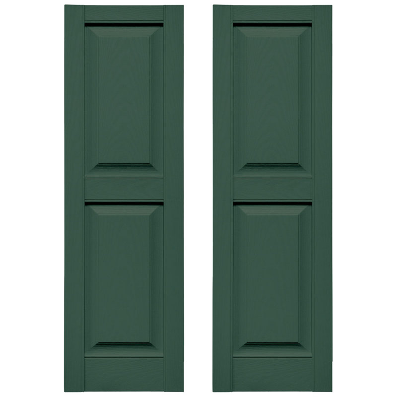 Builders Edge, deux panneaux égaux standards, volet à panneau surélevé simple, Vert forêt, 14 ¾ po, 75 po