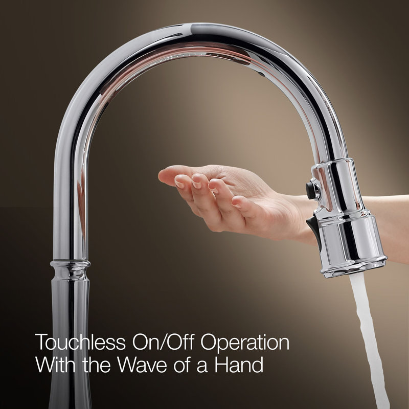 Simplice Touchless Pull-Down Kitchen Sink Faucet with Three-Function Sprayhead, Vibrant Stainless