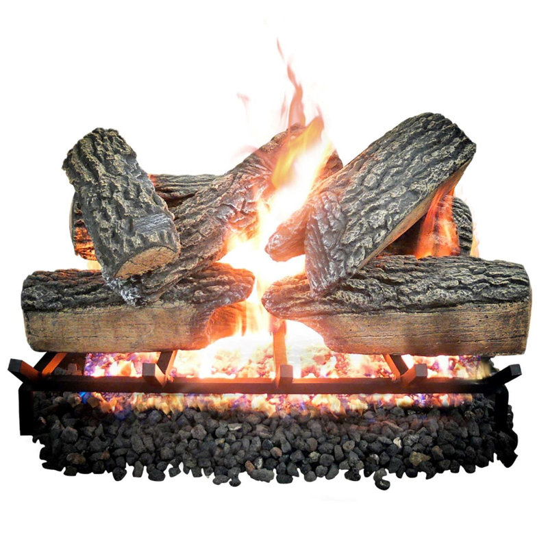 Bûches au gaz Blazing Oak Premium pour foyers ventilés, au gaz naturel ou au propane liquide - Bûches seulement