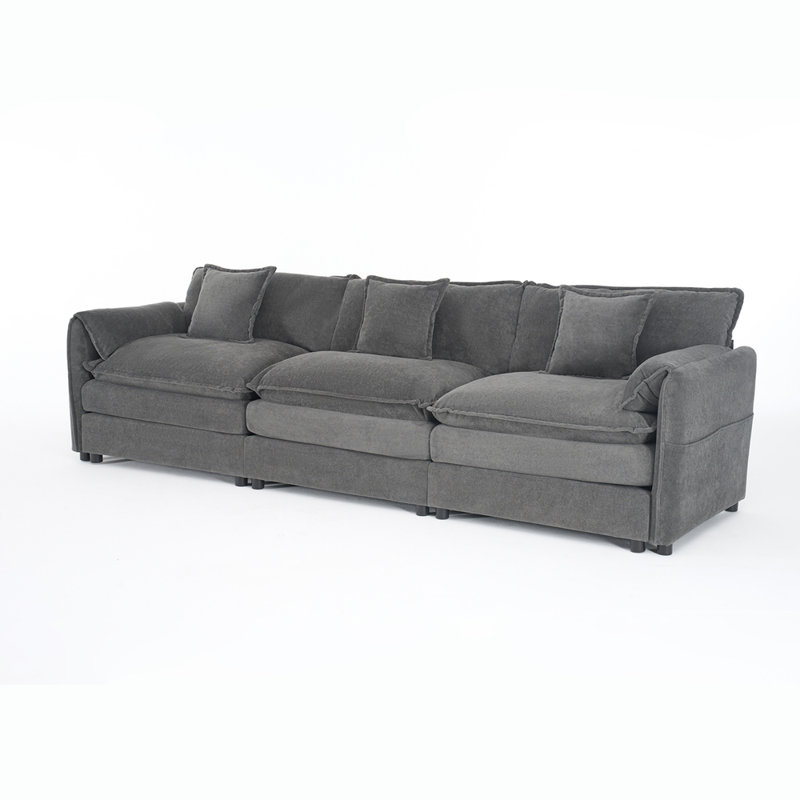 Canapé modulaire surdimensionné à siège profond, canapé en nuage de chenille moderne, grand canapé modulaire 3 places avec 3 coussins pour le salon, la chambre et le bureau, combinaison de bricolage