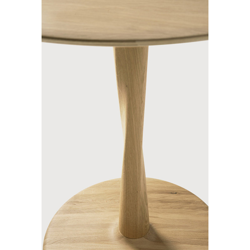 Torsion Round Solid Oak Dining Table, 30" H x 50" L x 50" W, Tan