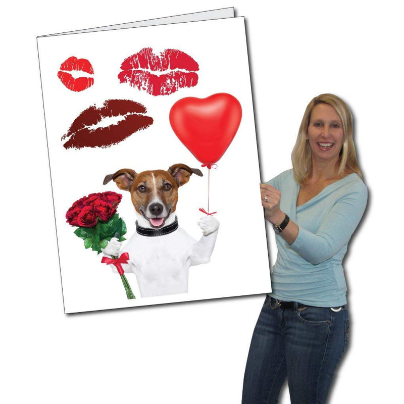 Carte de chien géant avec bisous pour la Saint-Valentin