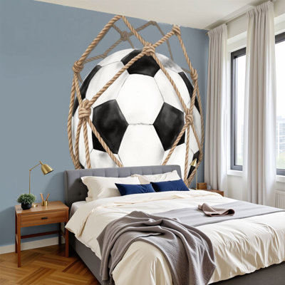 Peel and Stick Wallpaper Vintage Sports Nursery Boys Bedroom Sports Soccer Wall Murals 100"H x 144"W Removable PVC Wall Paper Self-Adhesive Wall Decor for Bedroom Living Room  Boys Room