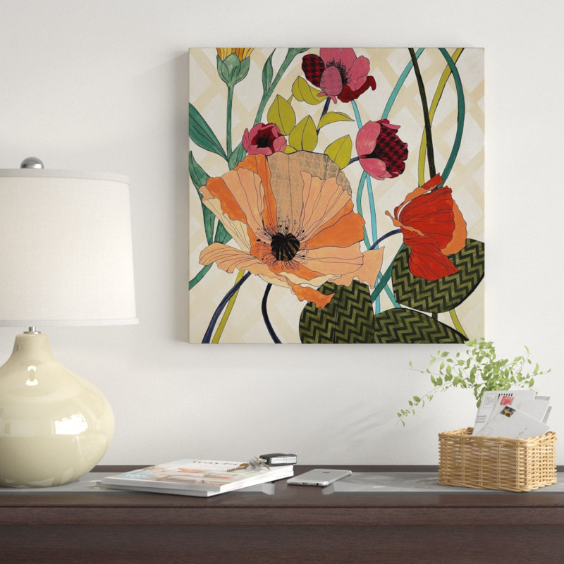 « floral patterns », peinture sur toile, Toile tendue, H 12 po x l 12 po x p 1,25 po