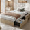 Structure de lit double en bois avec 2 tiroirs de rangement, sans sommier