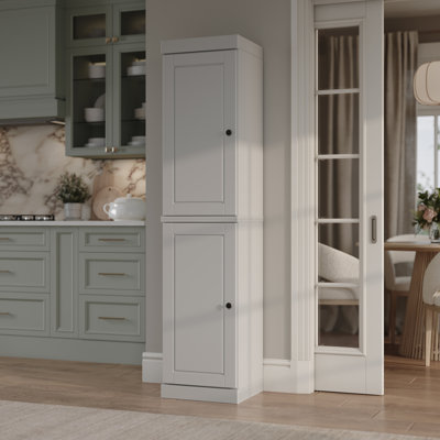 Grande armoire de cuisine étroite 100% en bois massif avec portes Jaylena, tablettes réglables, armoire de rangement modulaire, l 16,5 po x H 71,5 po