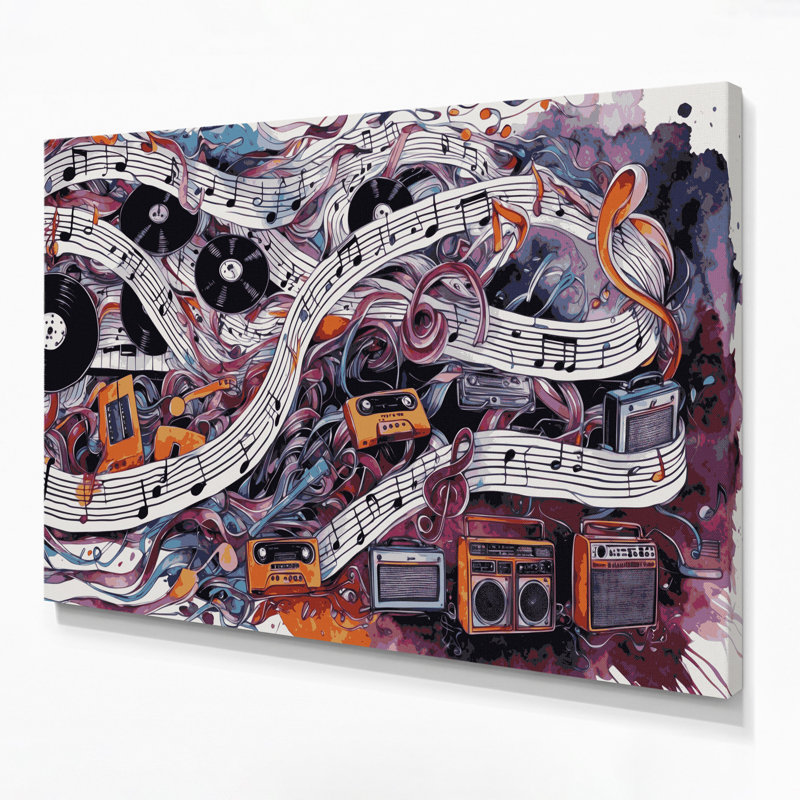 Art musical sur toile brune, H 11 po x l 14 po