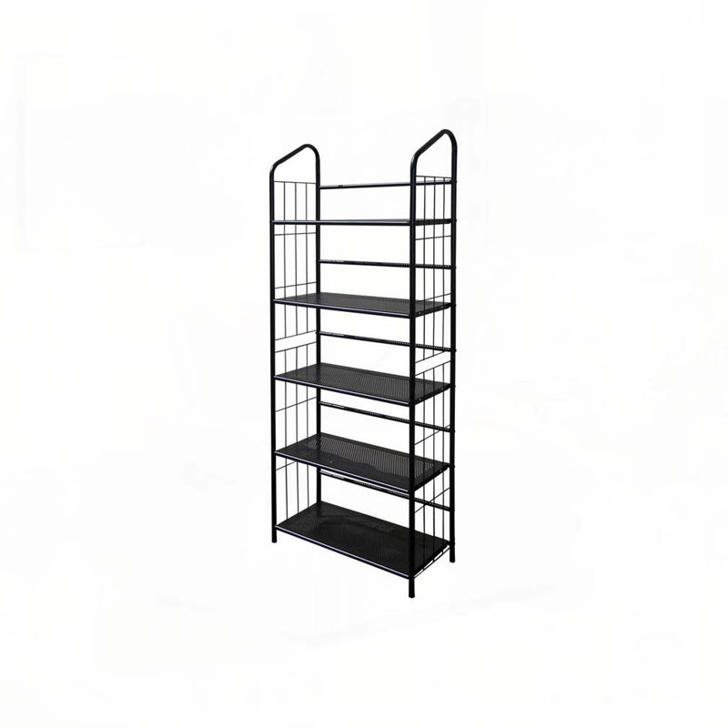 Bibliothèque de coin 64 po à 5 niveaux avec bibliothèque en métal, finition noire