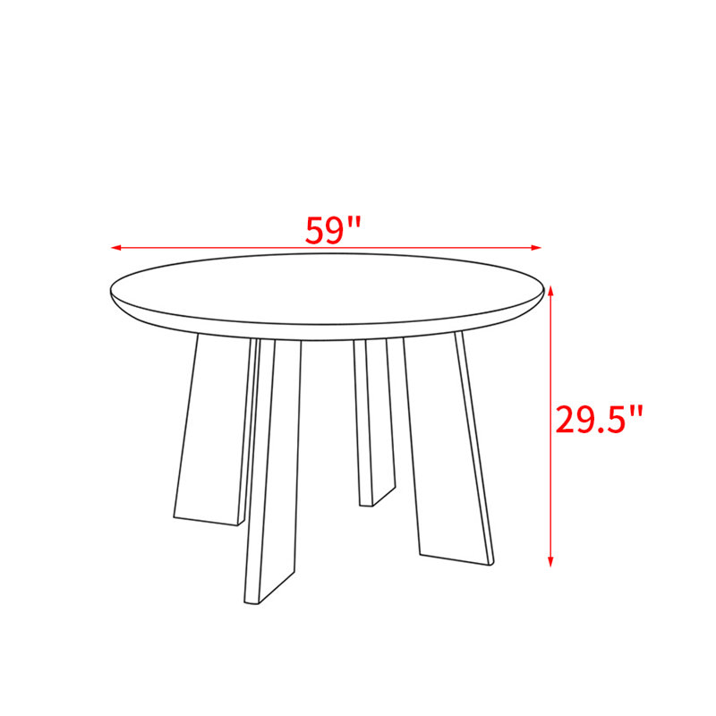 Table de salle à manger simple en bois massif, H 29,5 po x L 59 po x l 59 po