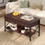 Grande table basse extensible à plateau relevable Sparta avec rangement et roulettes interchangeables, table basse carrée pour le salon  -88672350